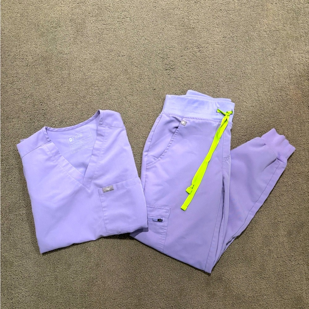 Figs Catarina one- pocket and Zamora jogger lavender dew Scrub sets xxs/xxsp